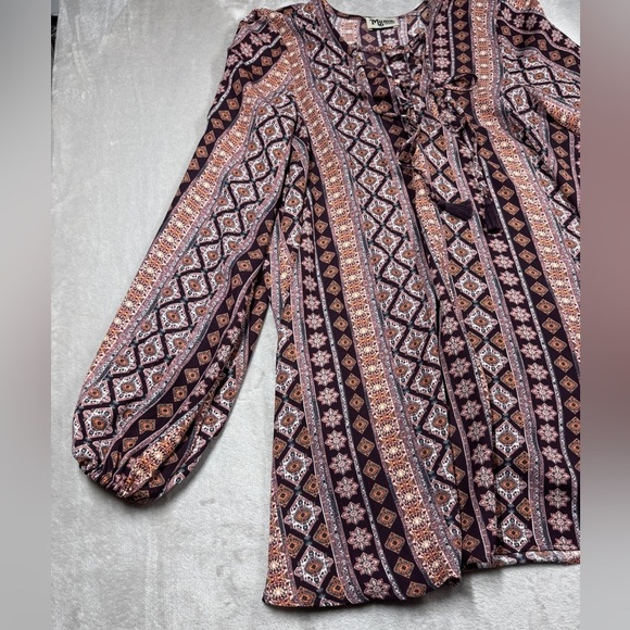 Show Me Your MuMu Lightning Bird Tunic Floral Boho Striped Lace Up Mini Dress M - Picture 3 of 16